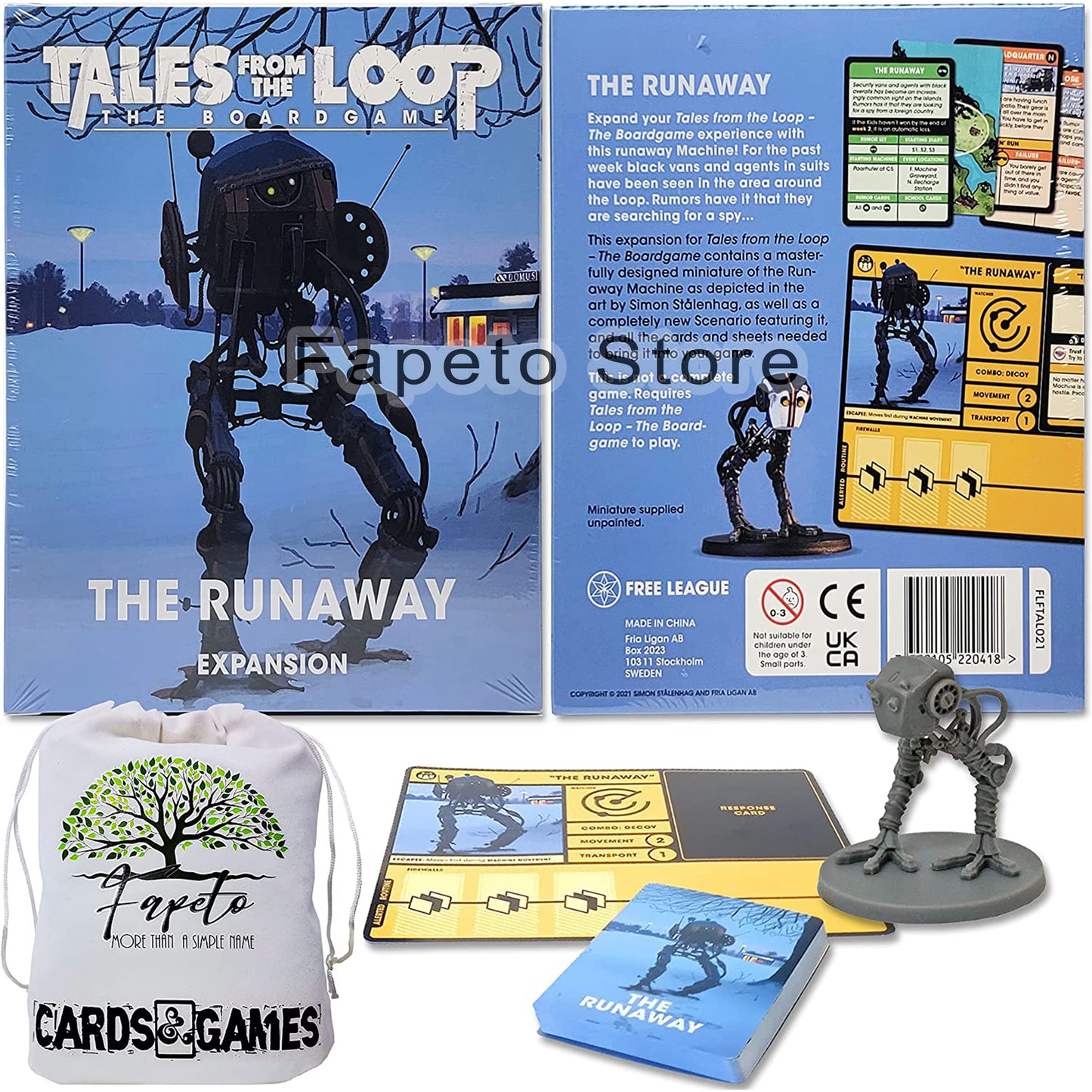Cooperative Game Tales from The Loop Base and Expansions: Invasive Species Scenario & The Runaway Scenario Pack COMPATIBLES with Tales from The Loop Board Game Bundle with Random Color Drawstring Bag