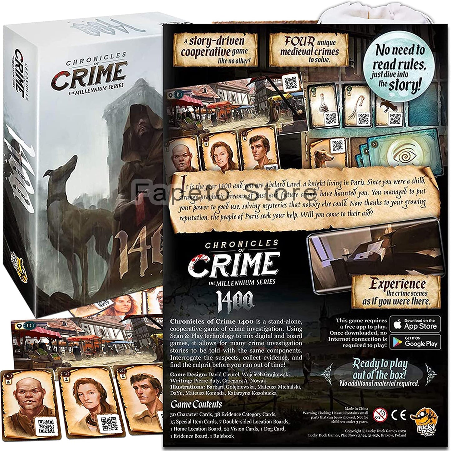 Set of Chronicles of Crime Millennium Series 1400 and 1900 Board Games Bundle with Random Color Drawstring Bag