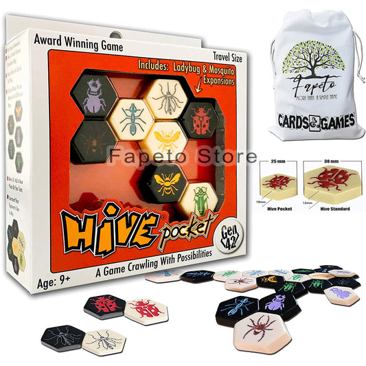 Hive Pocket Version Board Games with Rich in Learning Opportunities Bundle Random Color Drawstring Bag