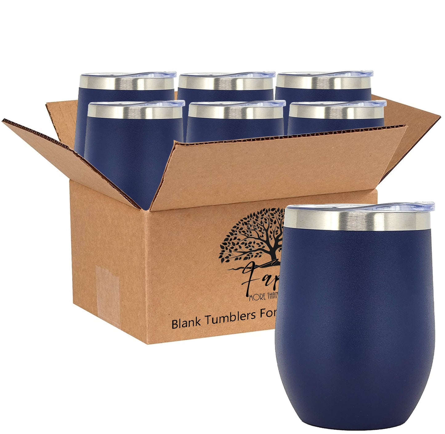 In BULK - Stainless Steel 12 Oz Wine Tumbler With Slider Block Lid -Powder Coating- 304 Stainless Steel Double Wall Insulated (6 Pack)