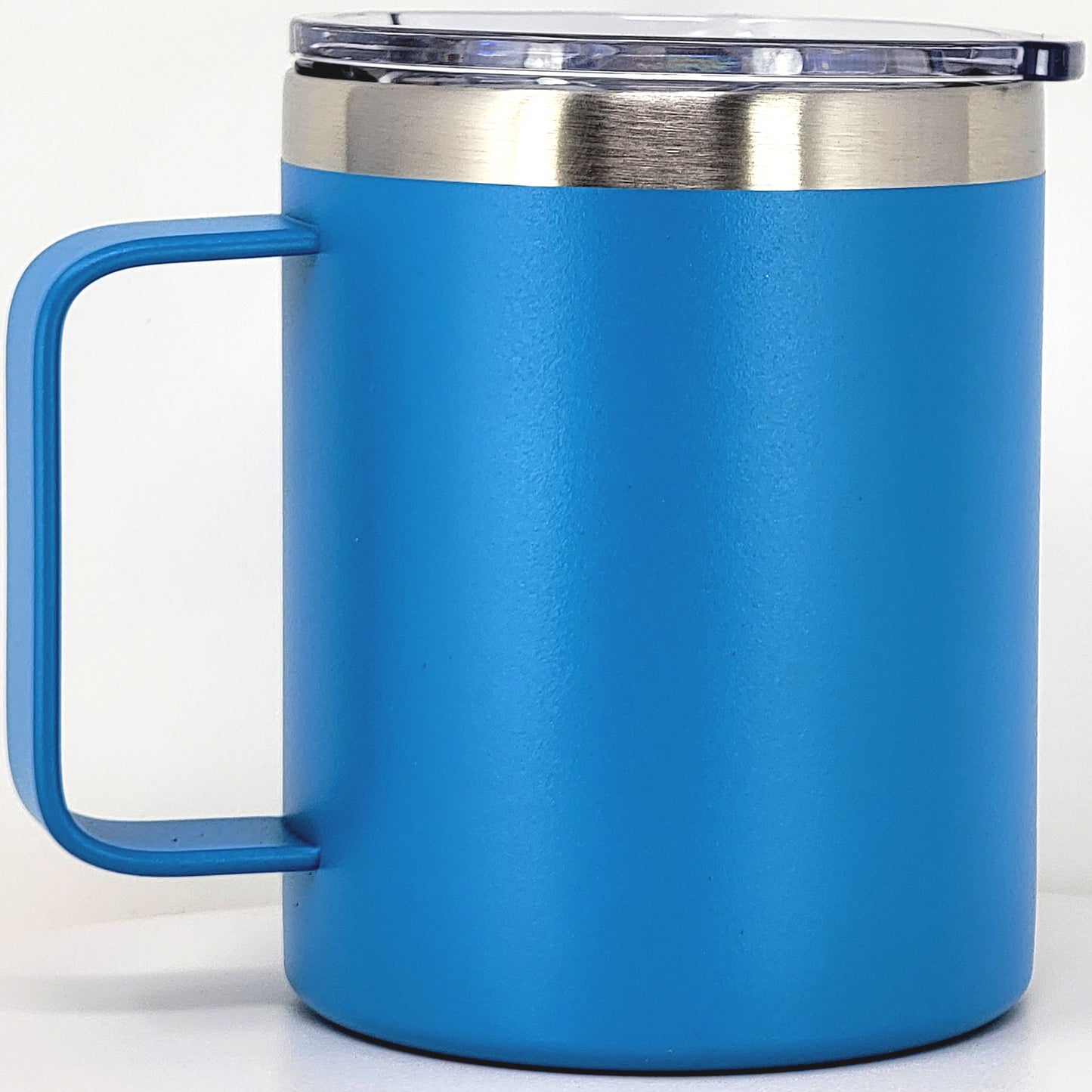 Stainless Steel 12 Oz Coffee Mug With Handle -Powder Coating 304 Stainless Steel-  and Slider Block Lid Double Wall Insulated