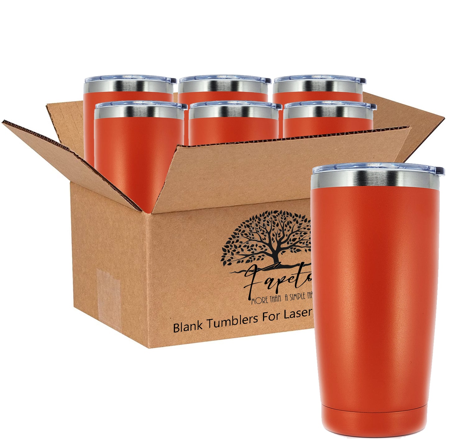 In BULK - Stainless Steel 20 Oz Tumbler With Slider Block Lid -Powder Coating- 304 Stainless Steel Double Wall Insulated (6 Pack)