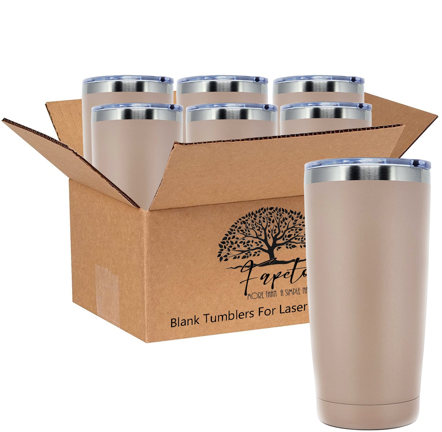 In BULK - Stainless Steel 20 Oz Tumbler With Slider Block Lid -Powder Coating- 304 Stainless Steel Double Wall Insulated (6 Pack)