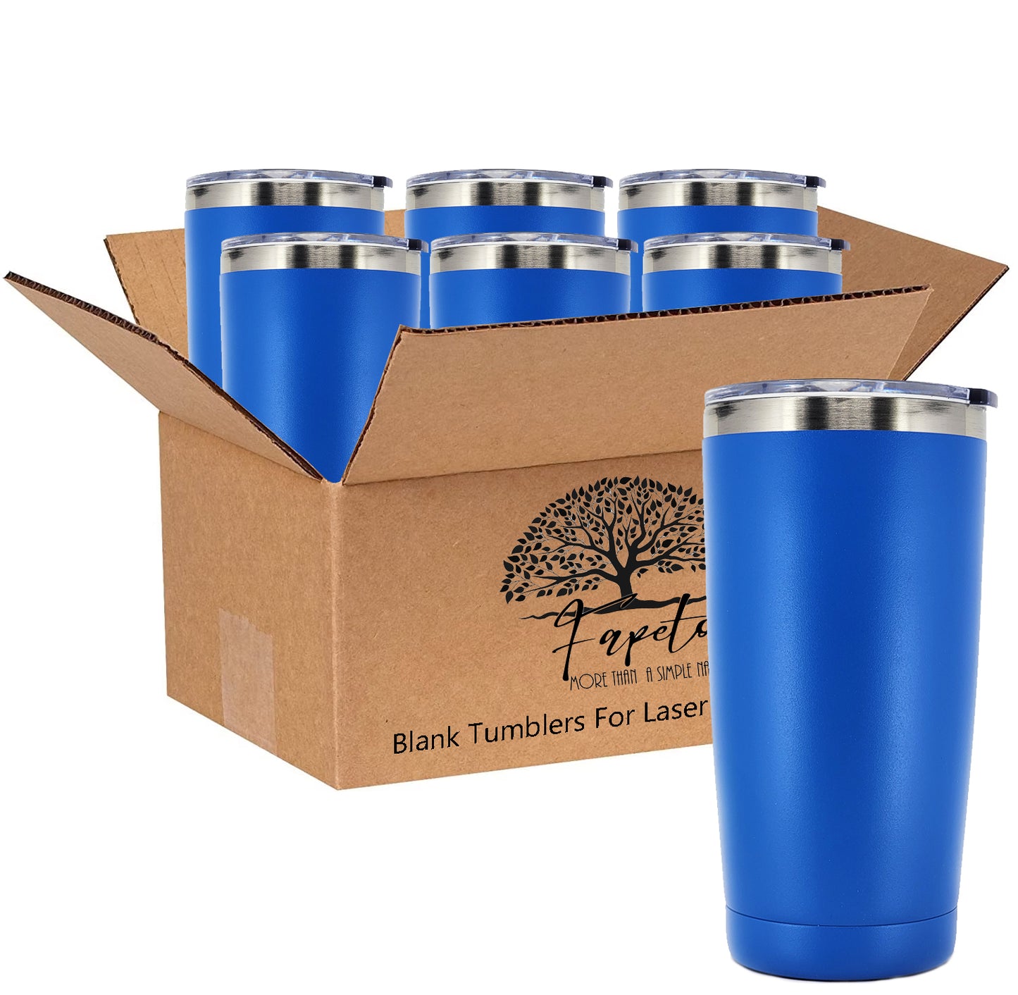 In BULK - Stainless Steel 20 Oz Tumbler With Slider Block Lid -Powder Coating- 304 Stainless Steel Double Wall Insulated (6 Pack)