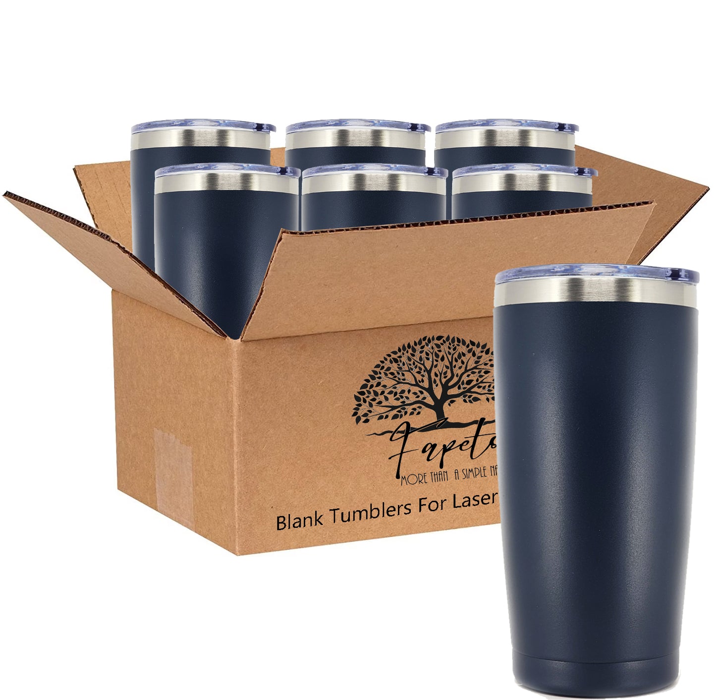 In BULK - Stainless Steel 20 Oz Tumbler With Slider Block Lid -Powder Coating- 304 Stainless Steel Double Wall Insulated (6 Pack)