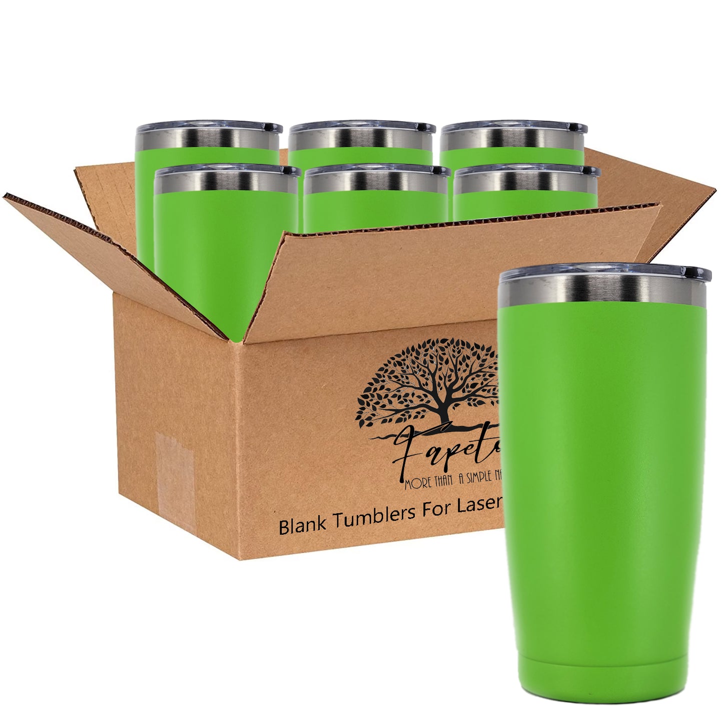 In BULK - Stainless Steel 20 Oz Tumbler With Slider Block Lid -Powder Coating- 304 Stainless Steel Double Wall Insulated (6 Pack)