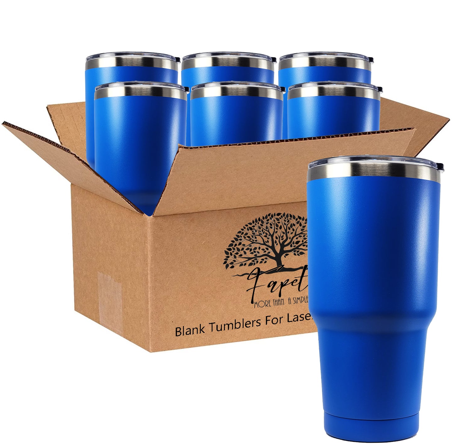 In BULK - Stainless Steel 30 Oz Tumbler With Slider Block Lid -Powder Coating- 304 Stainless Steel Double Wall Insulated (6 Pack)