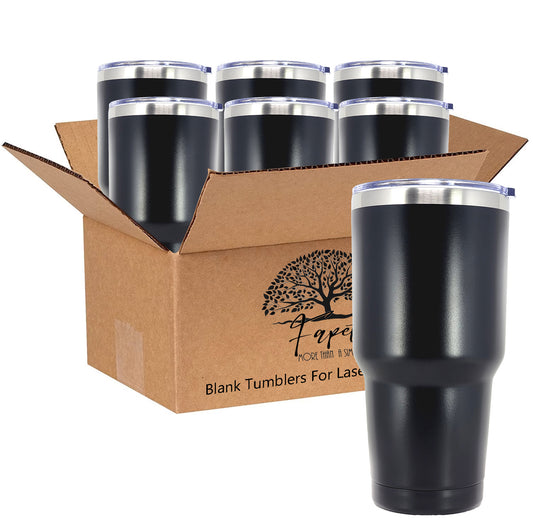 In BULK - Stainless Steel 30 Oz Tumbler With Slider Block Lid -Powder Coating- 304 Stainless Steel Double Wall Insulated (6 Pack)