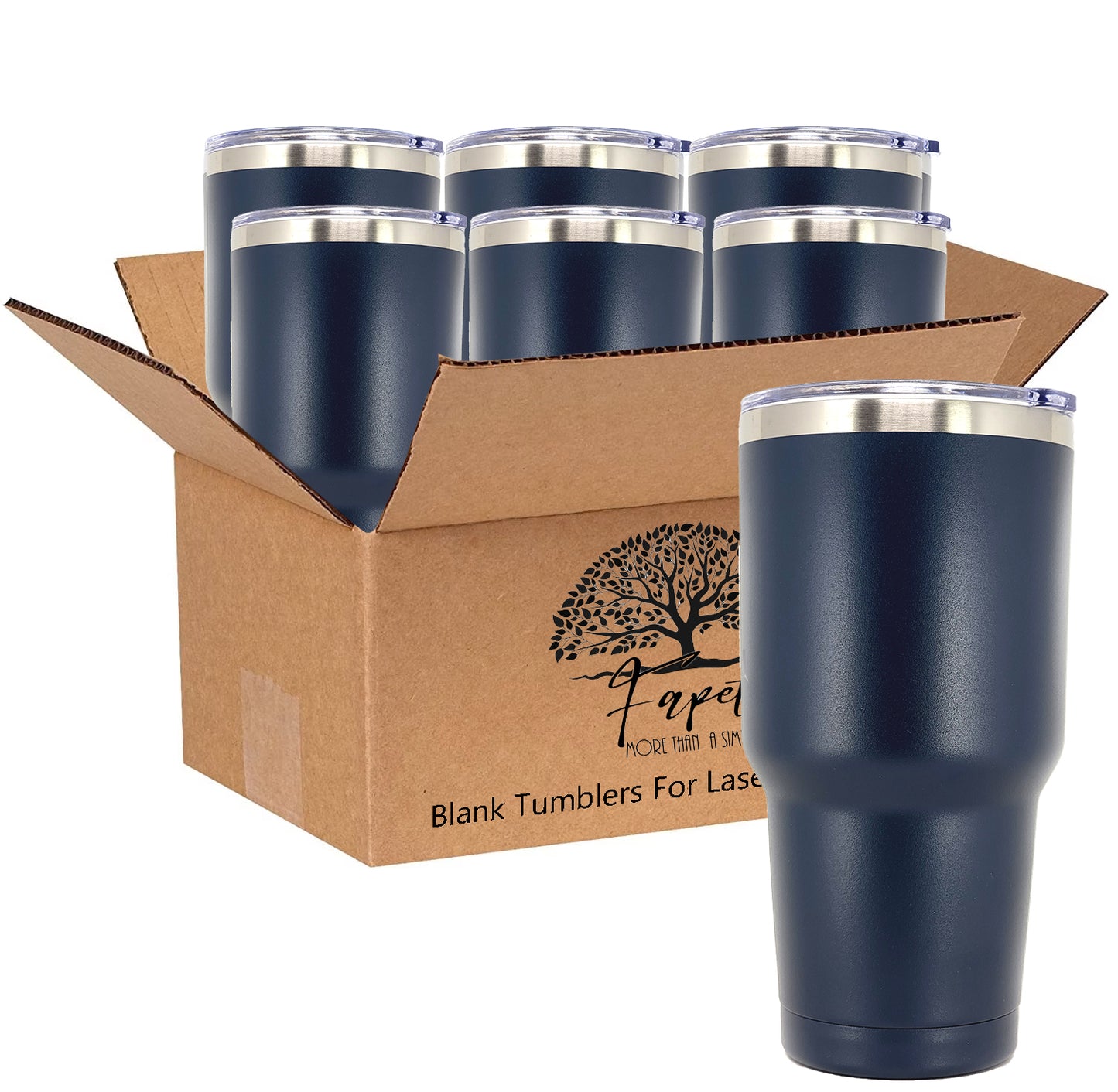 In BULK - Stainless Steel 30 Oz Tumbler With Slider Block Lid -Powder Coating- 304 Stainless Steel Double Wall Insulated (6 Pack)