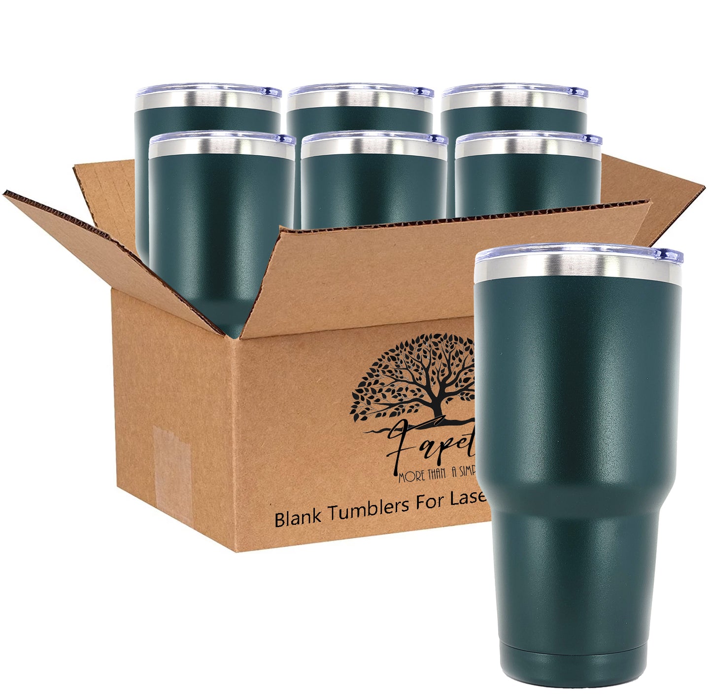 In BULK - Stainless Steel 30 Oz Tumbler With Slider Block Lid -Powder Coating- 304 Stainless Steel Double Wall Insulated (6 Pack)