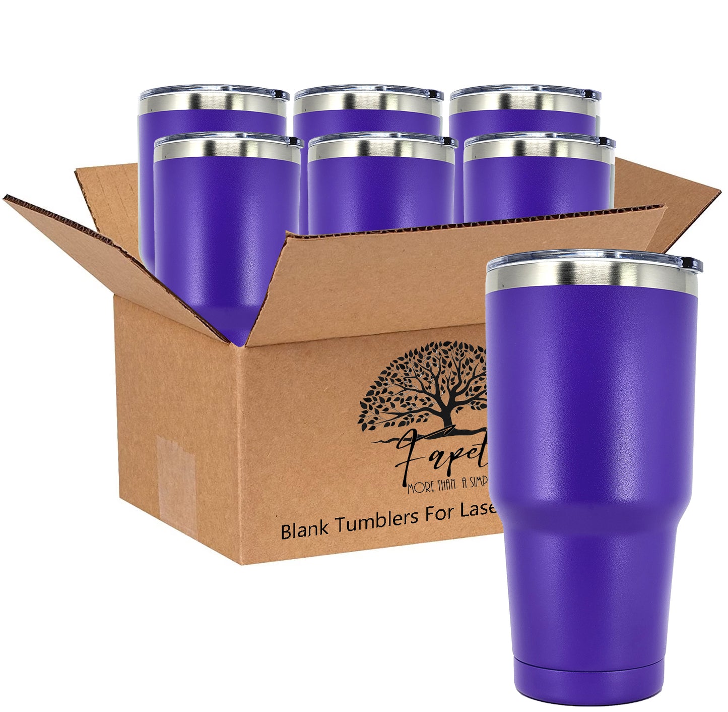 In BULK - Stainless Steel 30 Oz Tumbler With Slider Block Lid -Powder Coating- 304 Stainless Steel Double Wall Insulated (6 Pack)