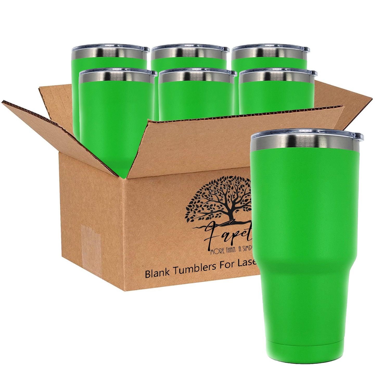 In BULK - Stainless Steel 30 Oz Tumbler With Slider Block Lid -Powder Coating- 304 Stainless Steel Double Wall Insulated (6 Pack)