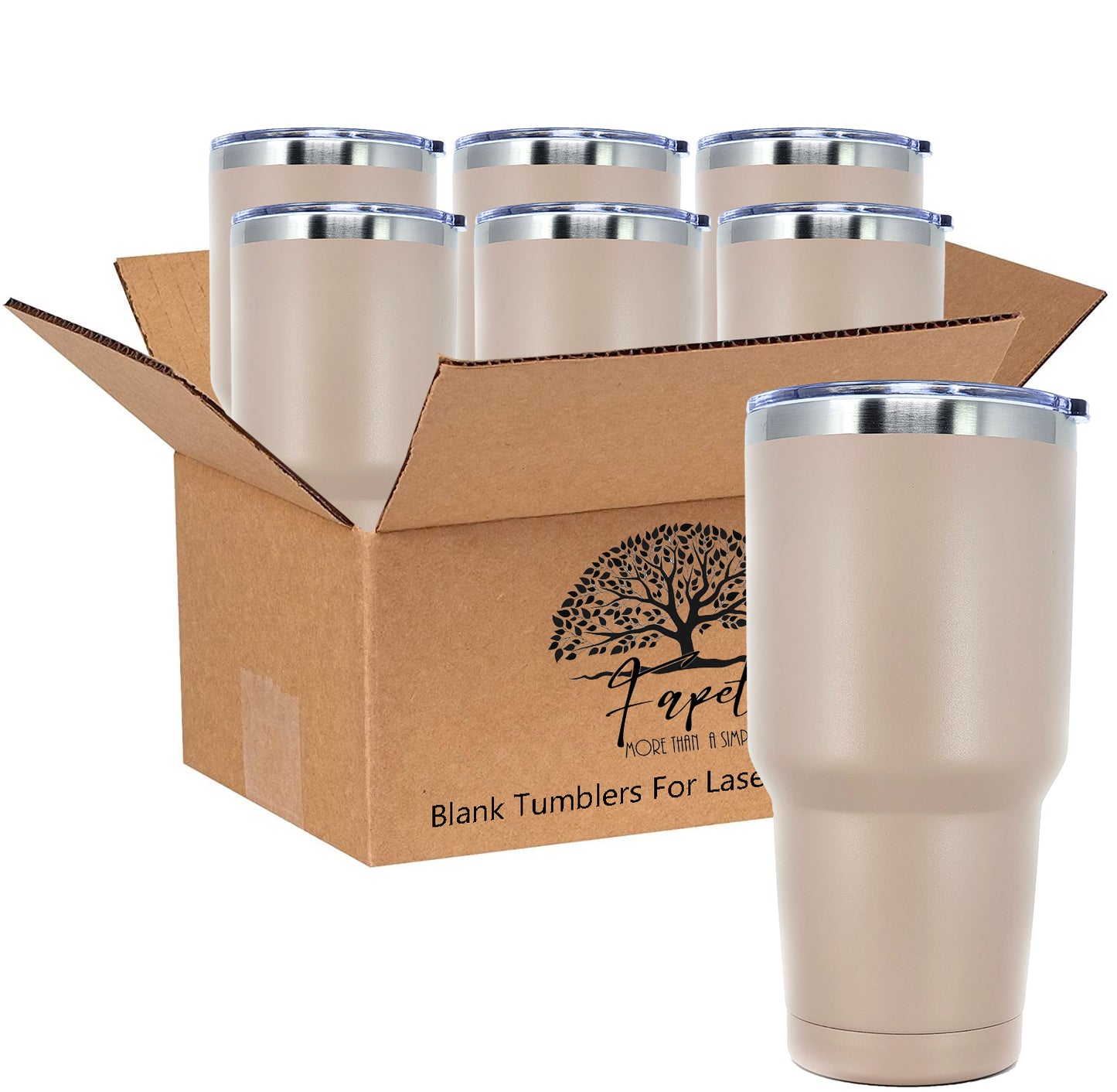 In BULK - Stainless Steel 30 Oz Tumbler With Slider Block Lid -Powder Coating- 304 Stainless Steel Double Wall Insulated (6 Pack)