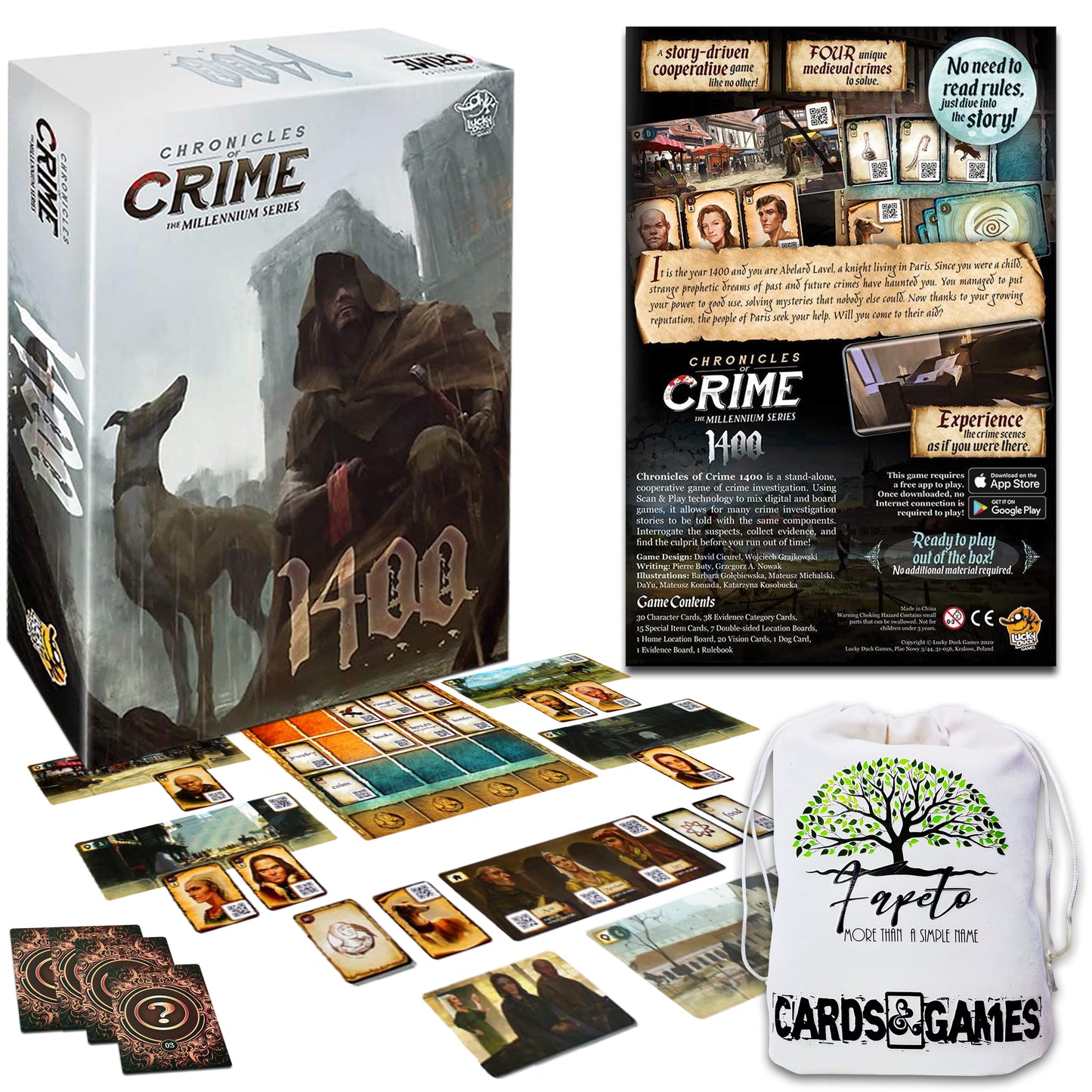 Great Set Of Chronicles Of Crime The Millennium Series 1400 And 1900 Board Games Bundle With Random Color Drawstring Bag