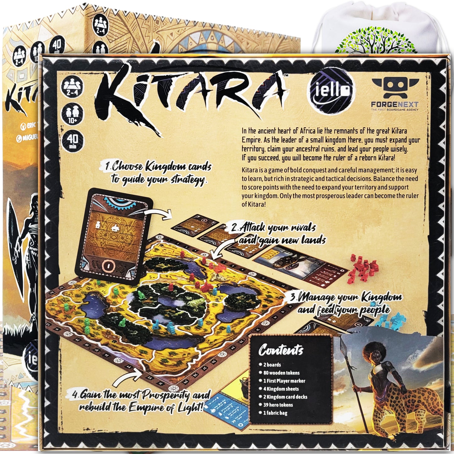 Reunify The Empire of | Kitara | Board Game Bundle with Random Color Drawstring Bag Plus COMPATIBLES heroes Set