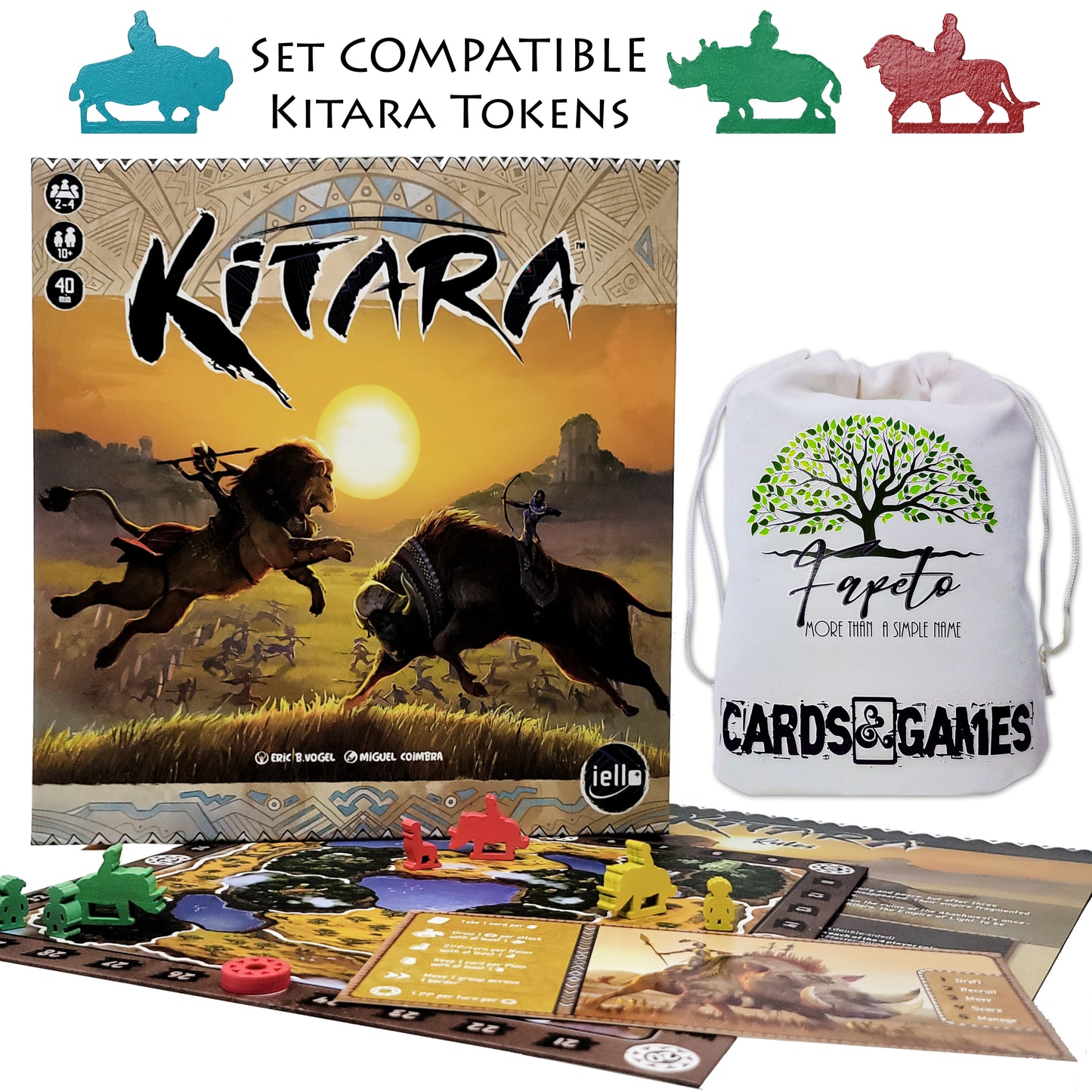 Reunify The Empire of | Kitara | Board Game Bundle with Random Color Drawstring Bag Plus COMPATIBLES heroes Set