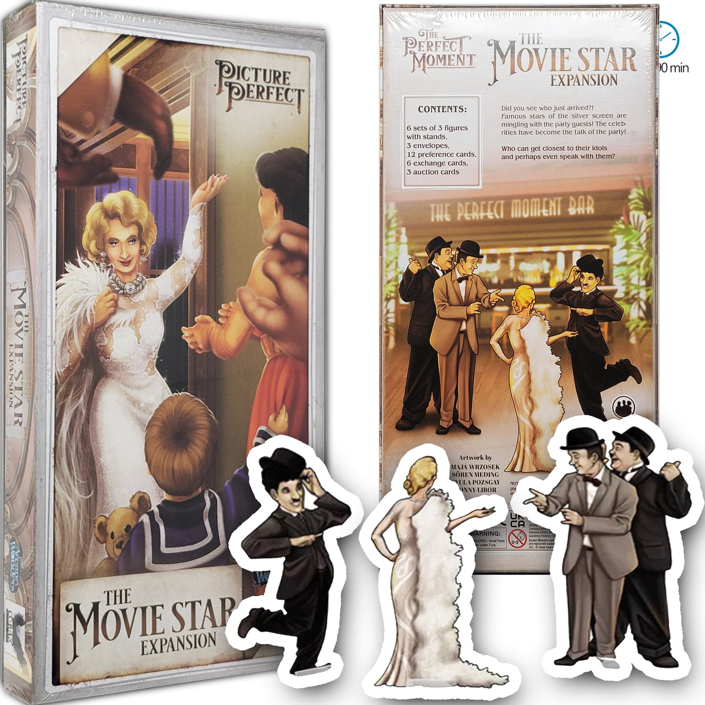 Picture Perfect Board Game ONLY EXPANSIONS: Movie Star, The Pickpocket and The Sherlock Bundle With Random Color Drawstring Bag