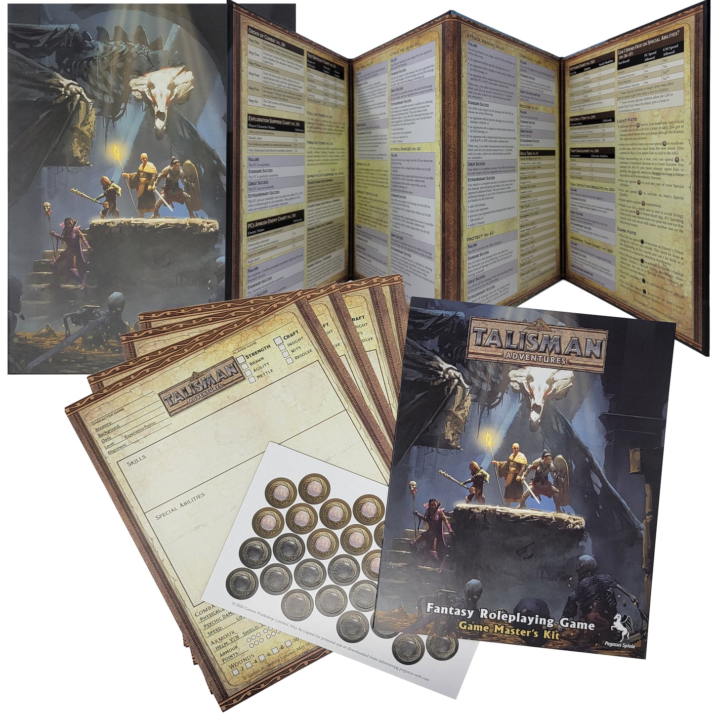 Fantasy Roleplaying Game Talisman Adventure Playtest Guide,  Game Master Kit and Accessory Pack With Random Color Drawstring Bag
