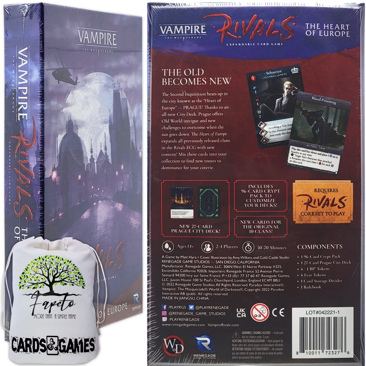 The Bloodsuckers |Vampire Rivals Adversaries| Card Game ONLY EXPANSIONS (Shadows & Shrouds, The Heart of Europe, The Dragon & The Rogue) Bundle with Random Color Drawstring Bag