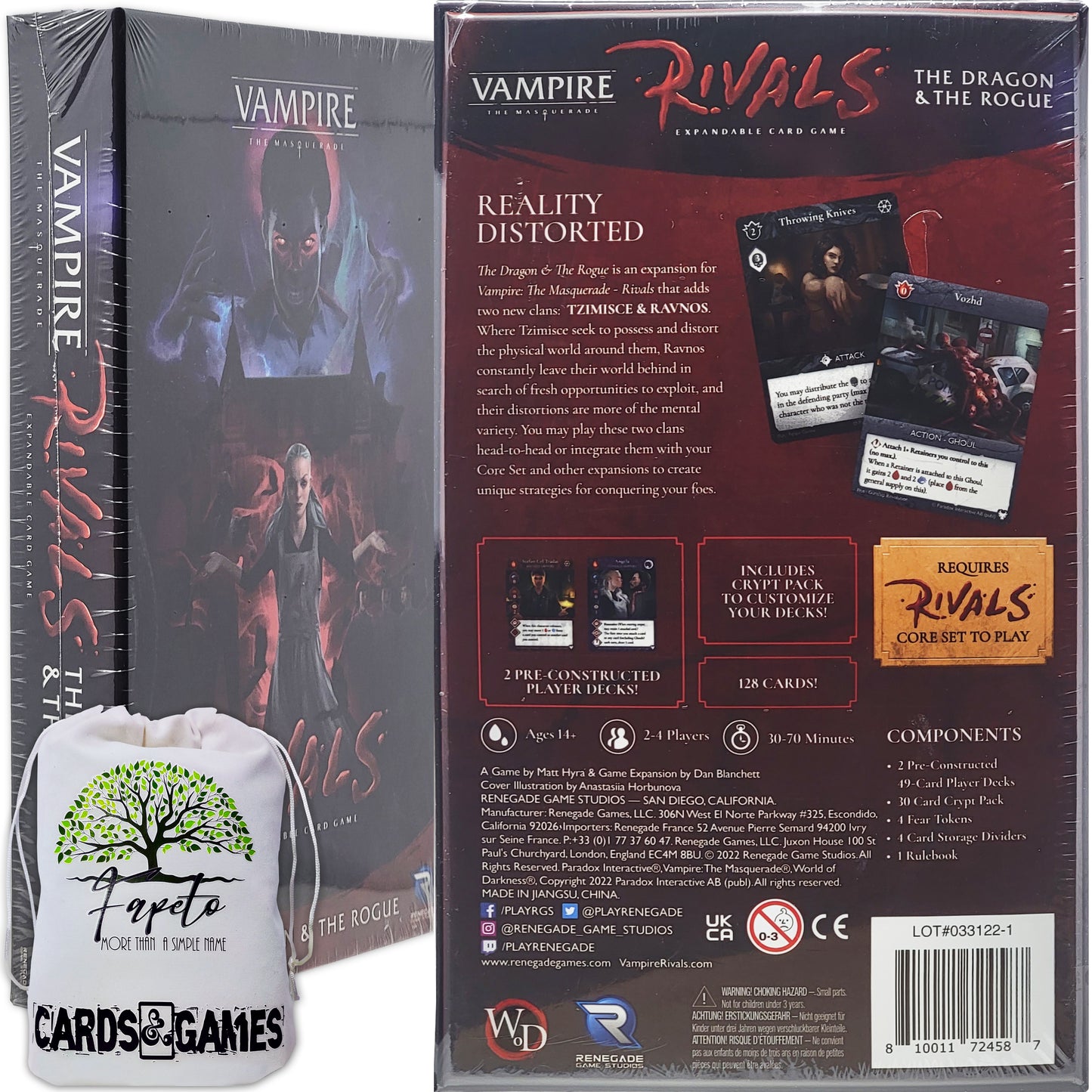 The Bloodsuckers |Vampire Rivals Adversaries| Card Game ONLY EXPANSIONS (Shadows & Shrouds, The Heart of Europe, The Dragon & The Rogue) Bundle with Random Color Drawstring Bag